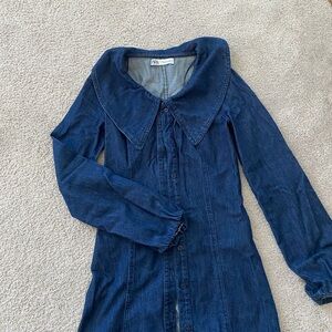 Zara Dark Blue Denim Long-Sleeve button up.